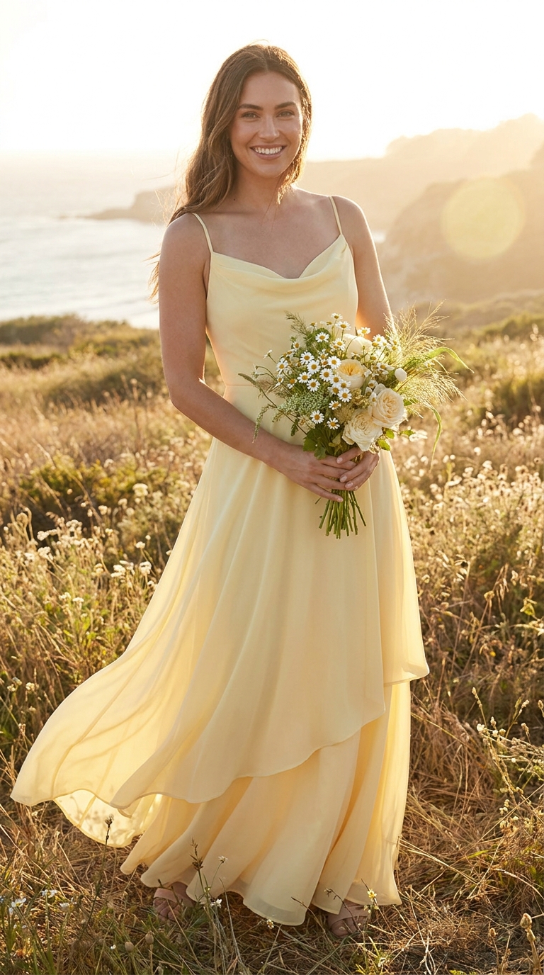 Amarelo Manteiga em Chiffon — Vista Frontal