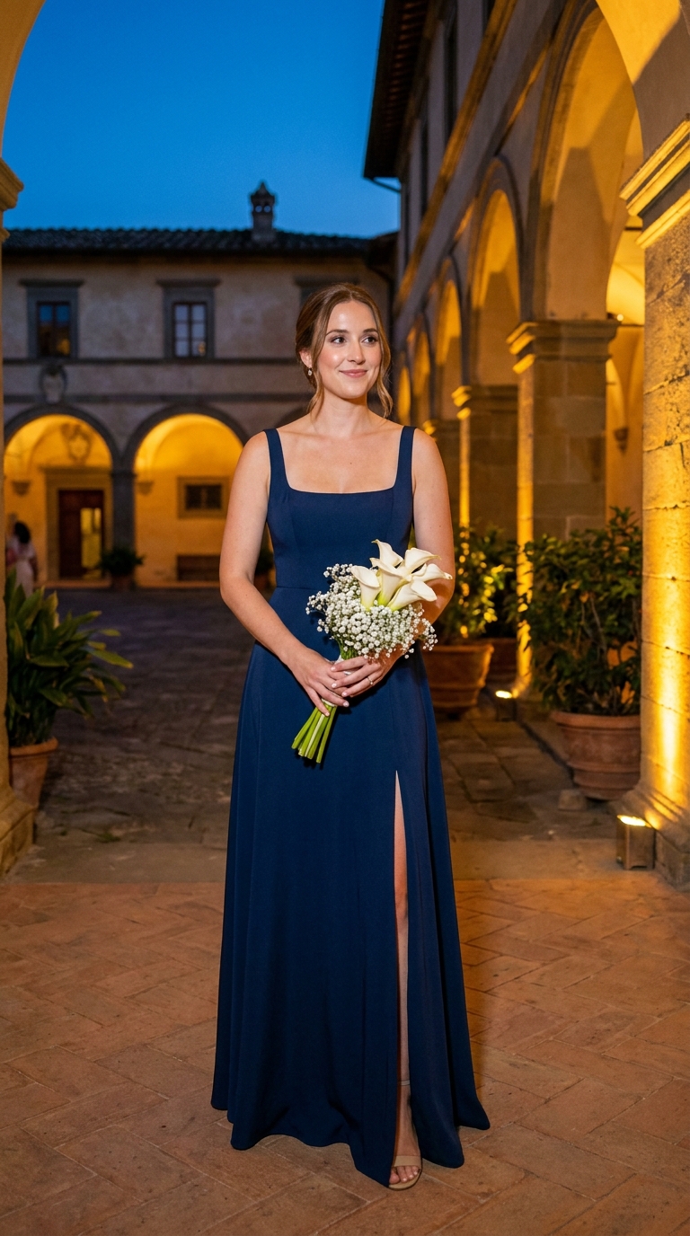 Azul Marinho em Crepe — Detalhes & Caimento