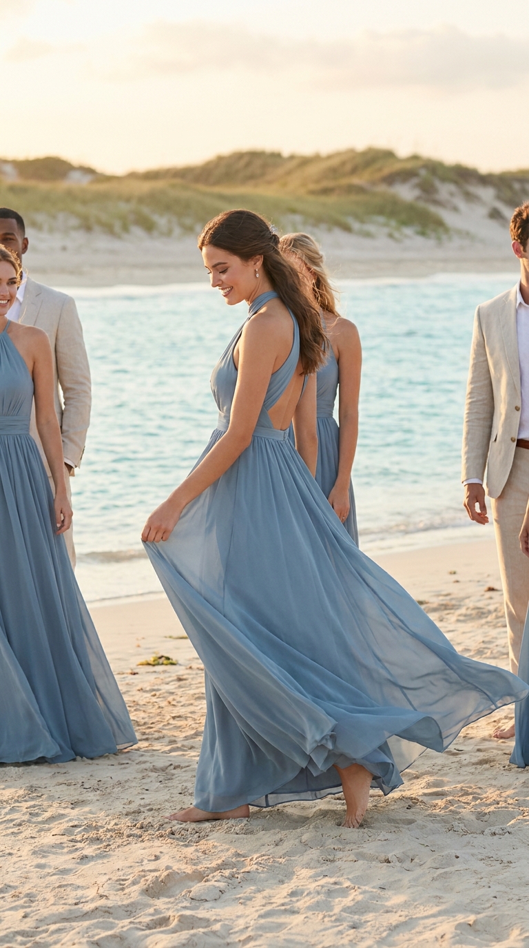 Azul Serenity — Detalhes da Gola & Costas