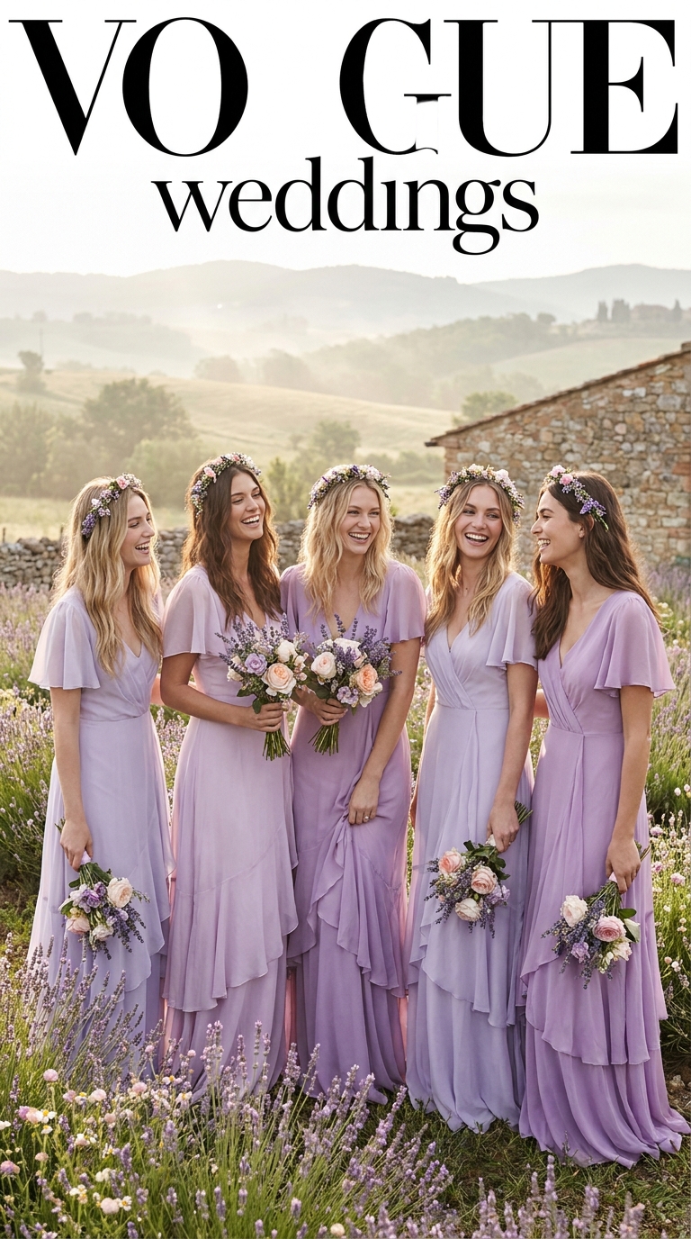 Lavanda Provence com Mangas em Babado — Vista Frontal
