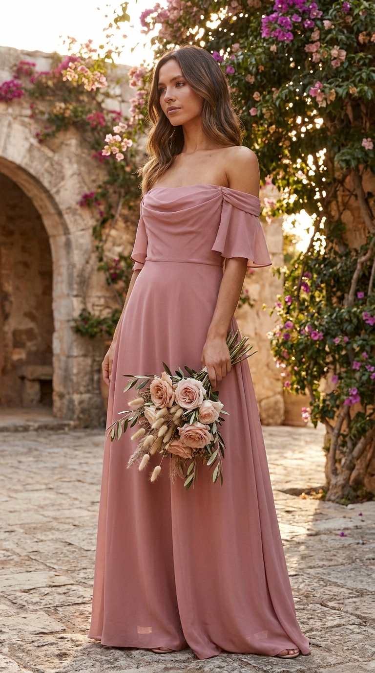 Rosa Queimado em Crepe — Vista Frontal