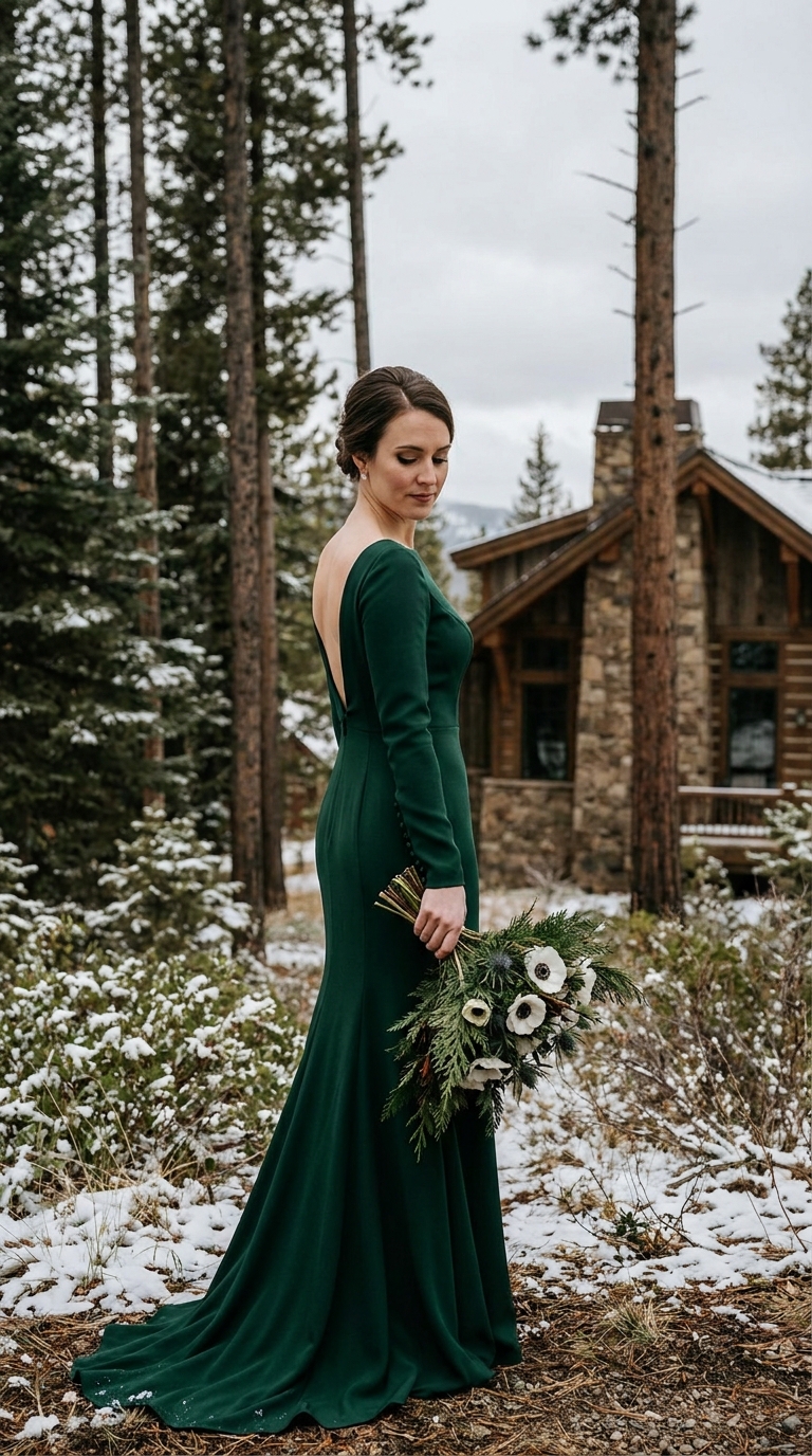 Verde Floresta em Crepe — Detalhes das Costas