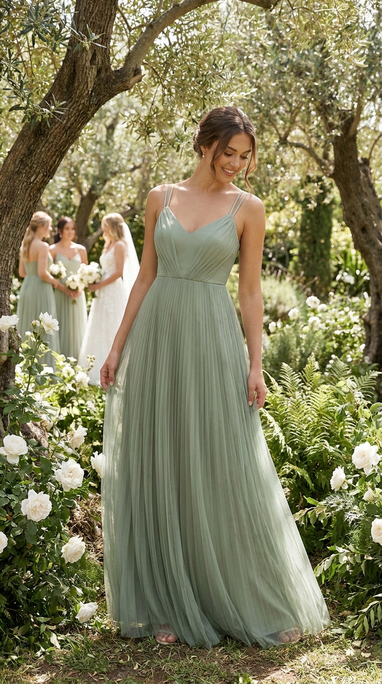 Verde Sálvia em Tule — Movimento no Jardim